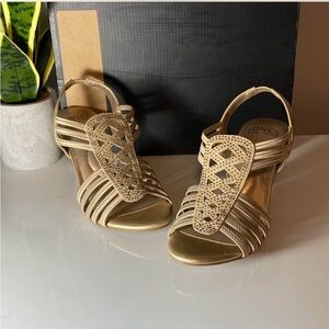 Jones New York Gold Strappy Heels